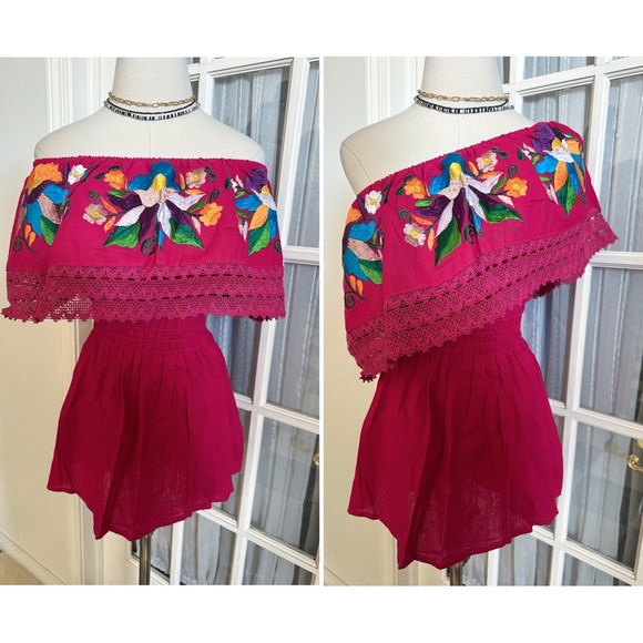 Mexican Off-Shoulder Floral Blouse - Picture 4 of 5